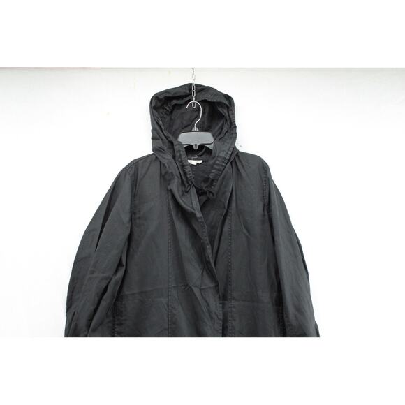 Eileen Fisher Linen Cape Coat Women’s Medium Black Gothic Open Front Pockets - Picture 2 of 8